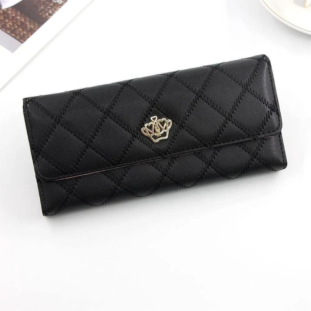 Crown Rhombus Pattern Wallet In Black - Picture 3 of 7